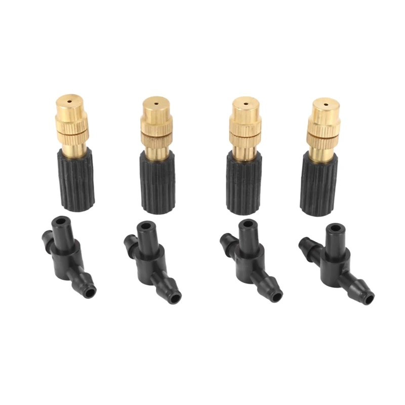 

100PCS Adjustable Copper Atomizing Nozzle With 4 / 7Mm Plastic Tee Joint, Watering, Irrigation Nozzle, Cooling Nozzle