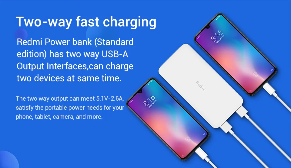 Внешний аккумулятор Xiaomi Redmi 20000 мАч, портативное зарядное устройство, блок питания с двумя USB USB-C, двусторонняя быстрая зарядка, внешний аккумулятор