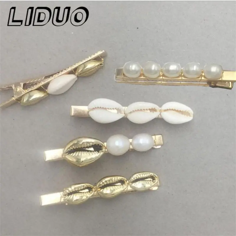 LIDUO модные корейские жемчужные морские раковины заколки для волос для женщин и девушек Свадебная металлическая Шпилька заколка аксессуары для волос ювелирные изделия