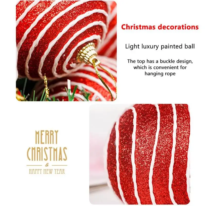 Рождественские шары 8 см красные окрашенные елочные подвесные из пенопласта