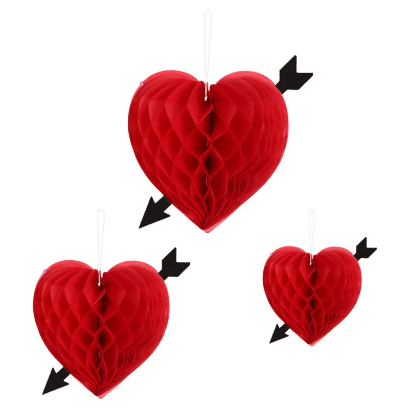Шарик в форме сердца с Сотами украшения на День святого Валентина бумажные сотовые шарики фонари подвесное