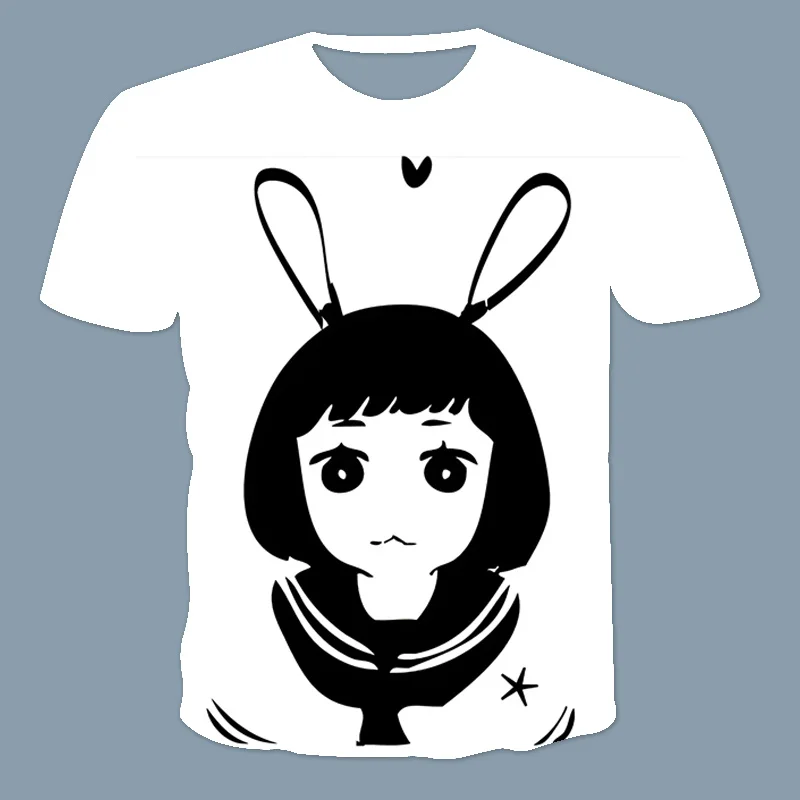 

New 3D printing Cartoons Kawaii Rabbit T-Shirt For Girls O-Neck Oversized T-Shirt Short Sleeve Cool String Fashion T-Shirts