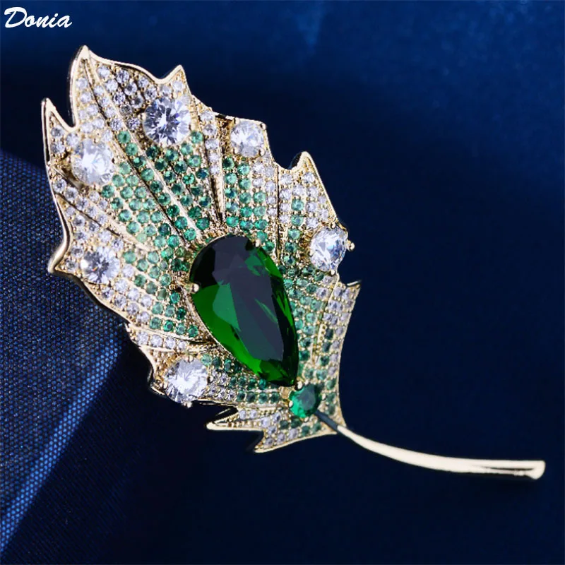 

Donia jewelry Fashion AAA zircon leaf brooch elegant atmosphere pin coat elegant accessories ladies dinner luxury corsage