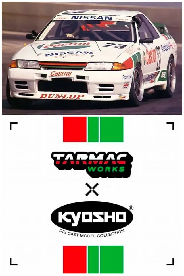 Tarmac works x Kyosho 1:64 Nissan Skyline GTR R32 Guide Race #23 Castrol литая модель автомобиля | Игрушки и хобби