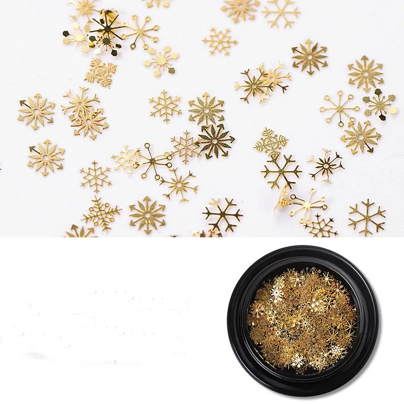 1 коробка полые рождественские Блестки для ногтей снежные хлопья смешанные