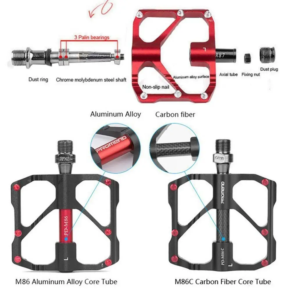 

2 Pcs MTB Bicycle Pedal Anti-slip Aluminum Alloy Quick Release Ultralight Mountain Bike Pedals Carbon Fiber 3 Bearings Pedal R87