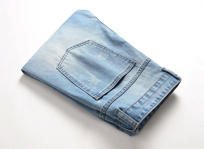 2020 Новое поступление модные брендовые мужские синие джинсы потертые рваные для