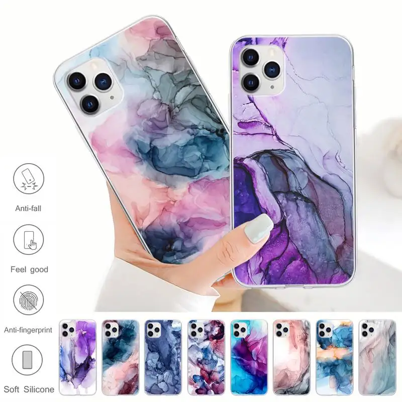 

Watercolor Marble Pattern Transparent Cell Phone Cover Case For Xiaomi Redmi K30s Ultra Note 9s 9 Pro Max Mi 10 Lite 11 10T Pro
