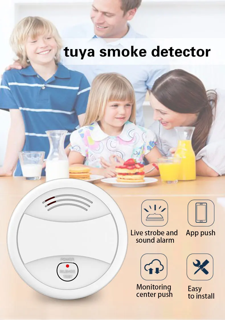 CPVan SM05W WiFi детектор дыма Tuya APP контроль безопасности пожарная защита беспроводной пожарный детектор для домашняя система охранной сигнализации пожарная сигнализация противопожарная система противопожарный датч