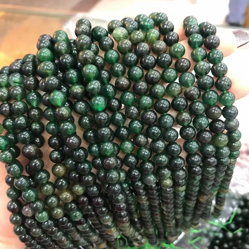 Бусины из натурального зеленого эухлорита/камайта, 6/8/10/12 мм, круглые свободные зеленые бусины из слюды для самостоятельного изготовления браслетов, нитка 15 дюймов