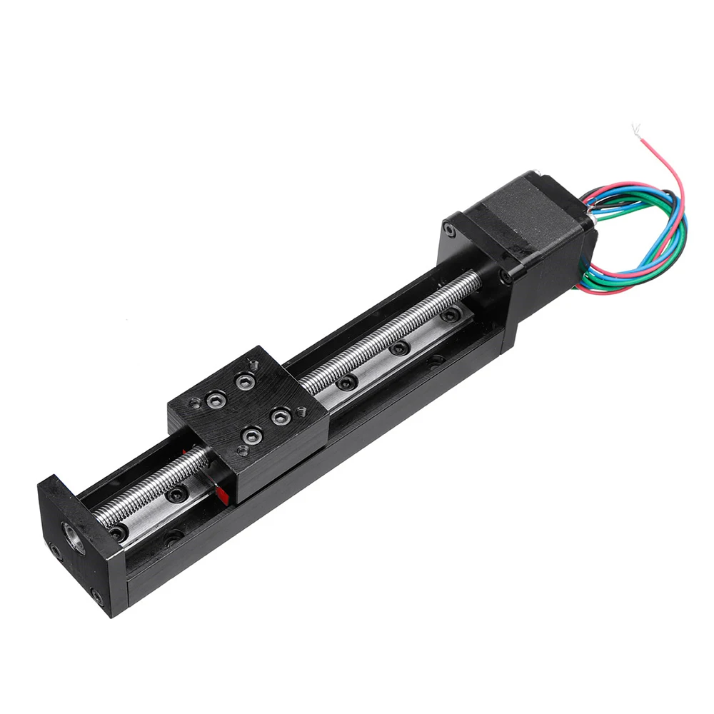 cnc parts linear guides rail linear stage 50mm 100mm stroke with stepper motor linear rail module screw actuator for 3d printer free global shipping