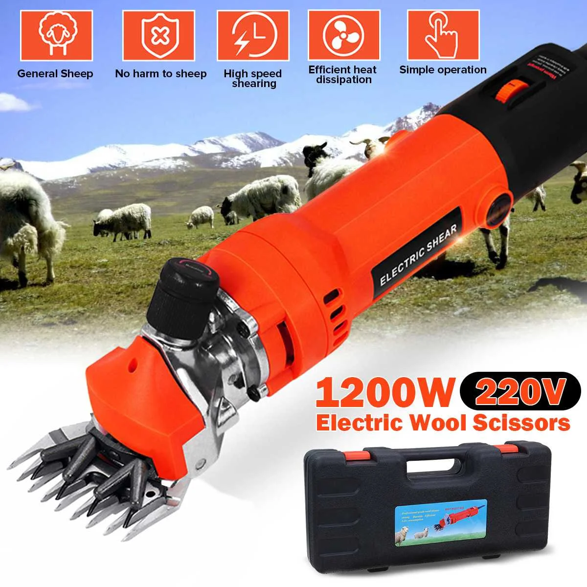 

1200W 220V 6 Gears Speed Electric Sheep Goat Shearing Machine Clipper Farm Shears Cutter Wool scissor Cut Machine