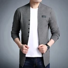 Высококачественный модный мужской свитер, Мужская одежда, повседневный однотонный вязаный кардиган, приталенный мужской свитер