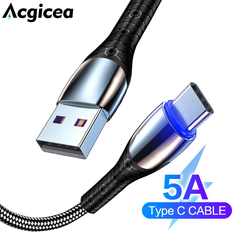 

Acgicea 5A USB Type C Cable Fast Charging USB-C Charger Cable Wire for Xiaomi mi Samsung S21 Huawei P40 Pro Mobile Phone Cables