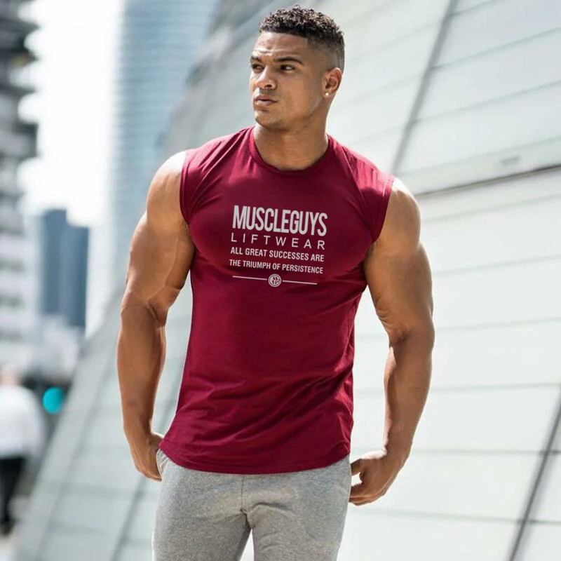 Muscleguys майка для бодибилдинга, Мужская одежда для фитнеса и спортзала, мужские жилеты без рукавов, хлопковые майки, Майки для мышц