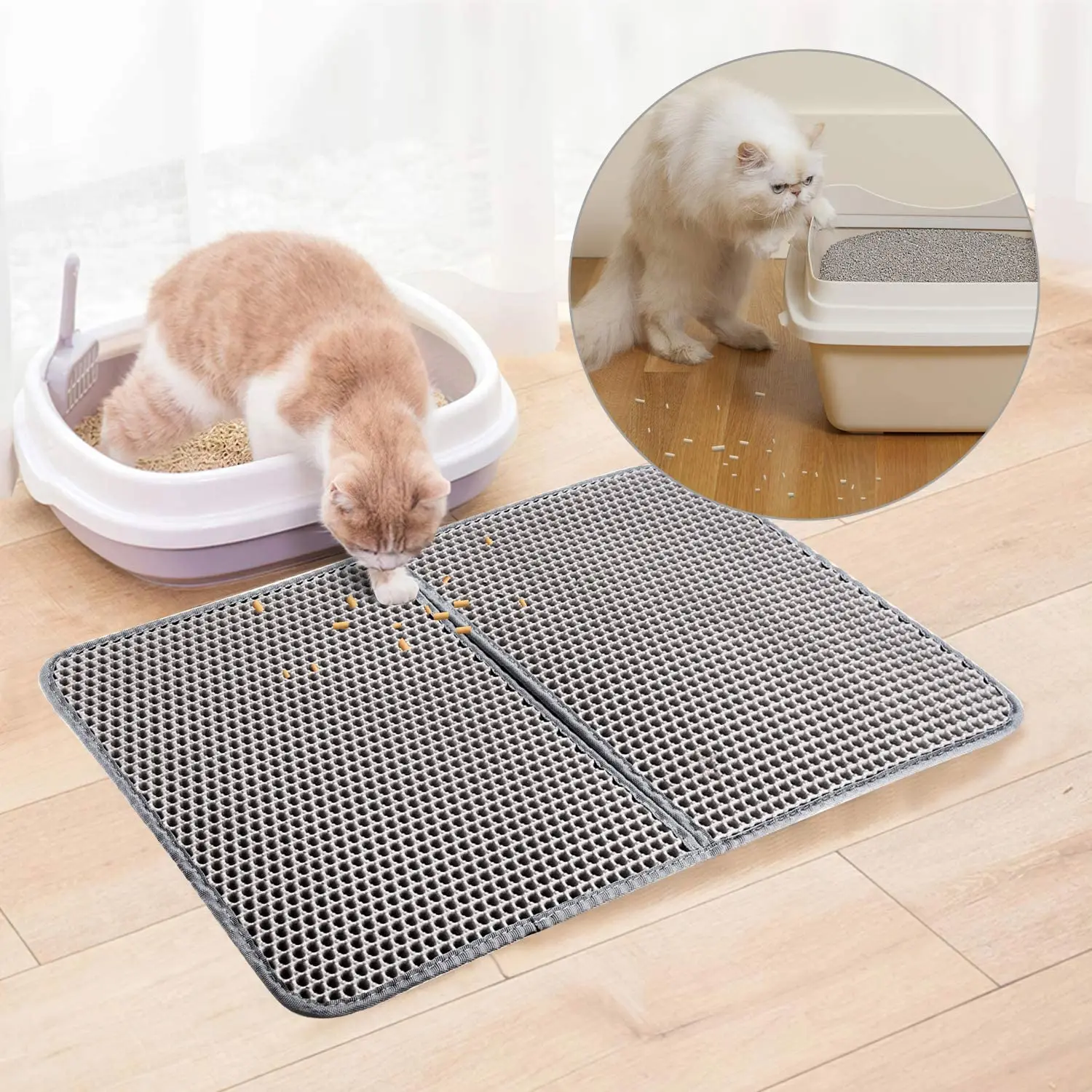 

GLCS GLAUCUS Pet Cat Litter Mat 45x65x0.7cm Cat Litter Trapping Mat Extra Large Waterproof Urine Proof Trapper Mat Easy Clean