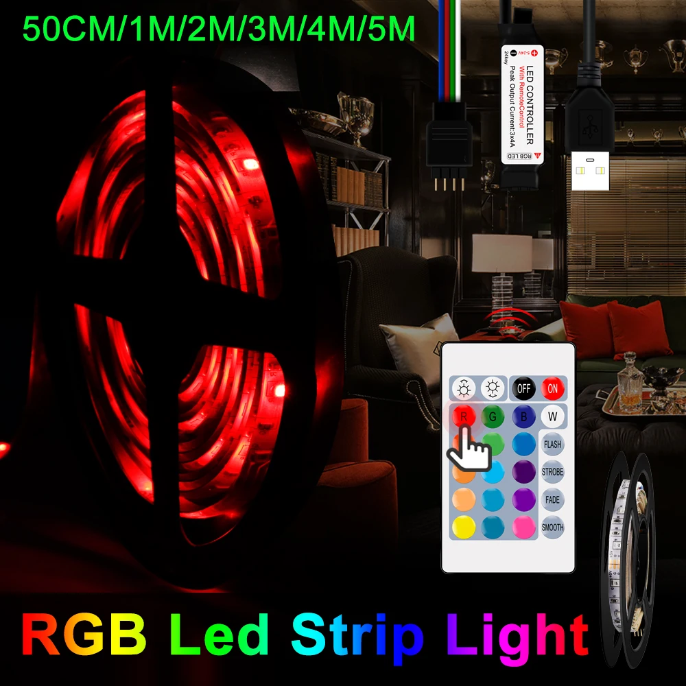 

Светодиодные светильник ты SMD 2835 RGB для подсветки телевизора, гибкая светодиодная лента, Диодная лента 0,5 м, 1 м, 2 м, 3 м, 4 м, 5 м, неоновая ленсвет...