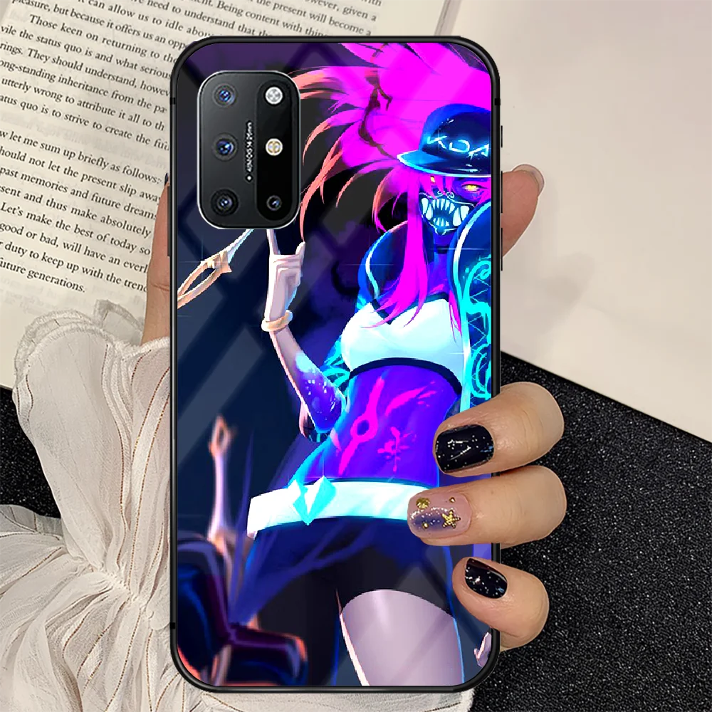 

LOL KDA Akali Phone Tempered Glass Case Cover For Oneplus 5 6 7 8 9 Nord T Pro Silicone Bumper Etui