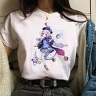 Забавная футболка Genshin Impact для женщин и мужчин, укороченный топ с мультяшным принтом, одежда в стиле каваи Харадзюку, уличная одежда Y2K, футболки, 2021