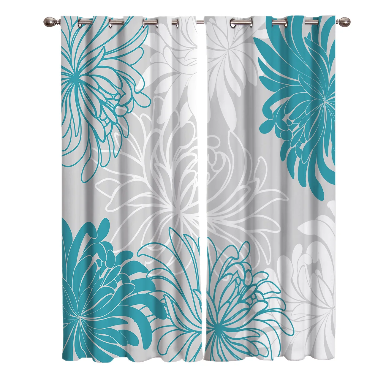 Цветочная синяя занавеска для окна с хризантемой комнаты s гостиной уличное