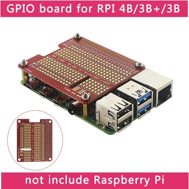 

DIY Proto HAT Shield Extension Board for Raspberry Pi 4 Model B / 3B+ / 3B Red RPI GPIO Board for