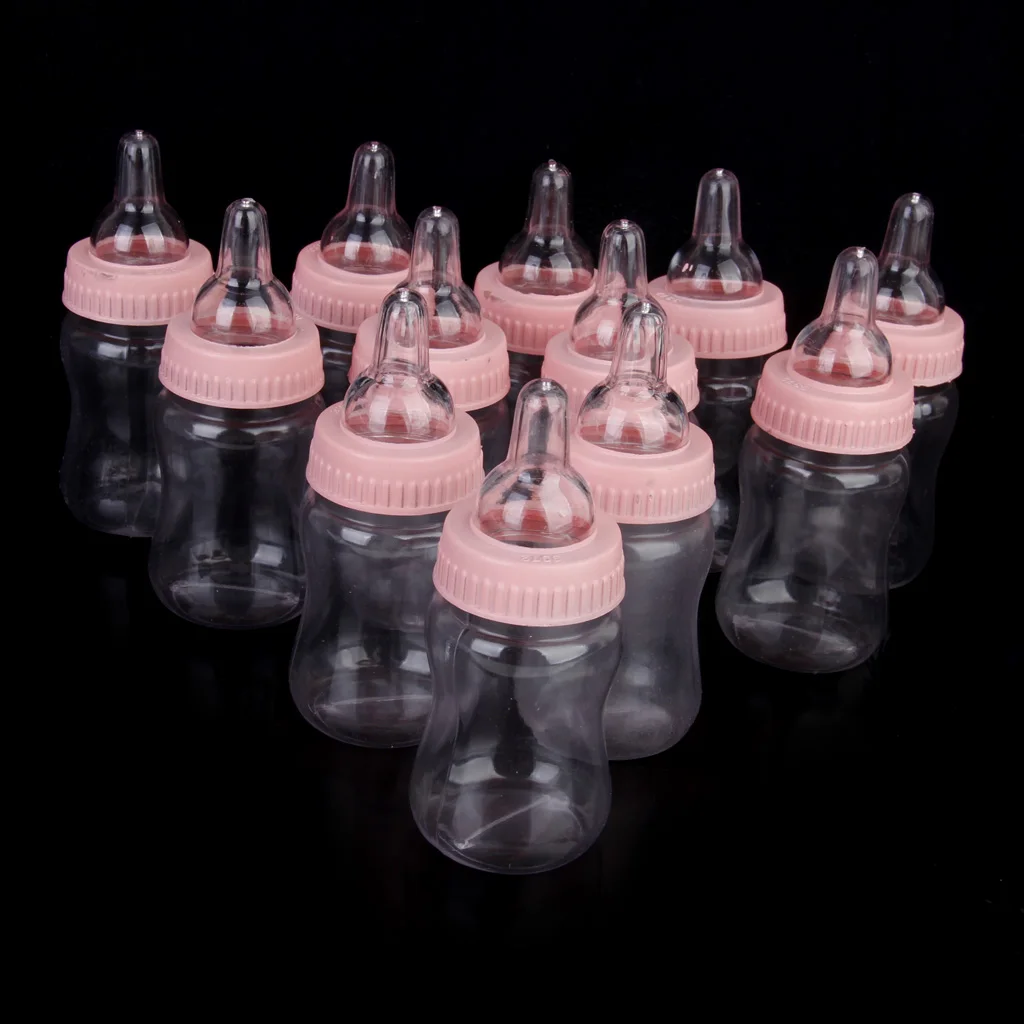 12x Milk Bottles Baby Shower Christening Favors Party Decor Girls Boys Pink | Дом и сад
