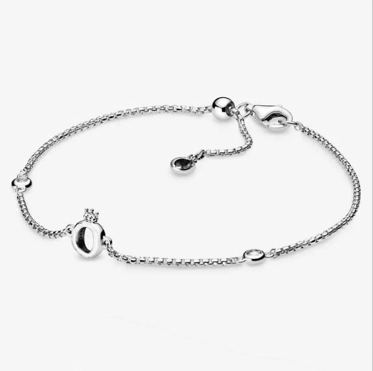 

100% 925 Silver Pan Bracelet Sparkle Crown O-shaped Adjustable Pan Bracelet Fit European Charm Bracelets Women Jewelry