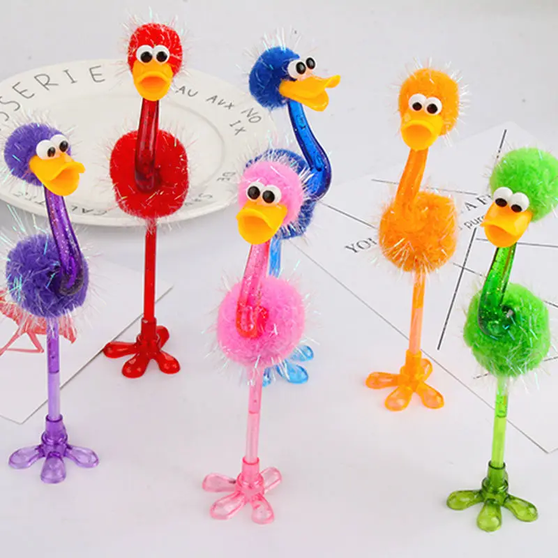

4pcs Plush Ostrich Ball-point Gift Stationery Supplies for Primary and Middle School Students Creative Novelty Ballpoint Pen