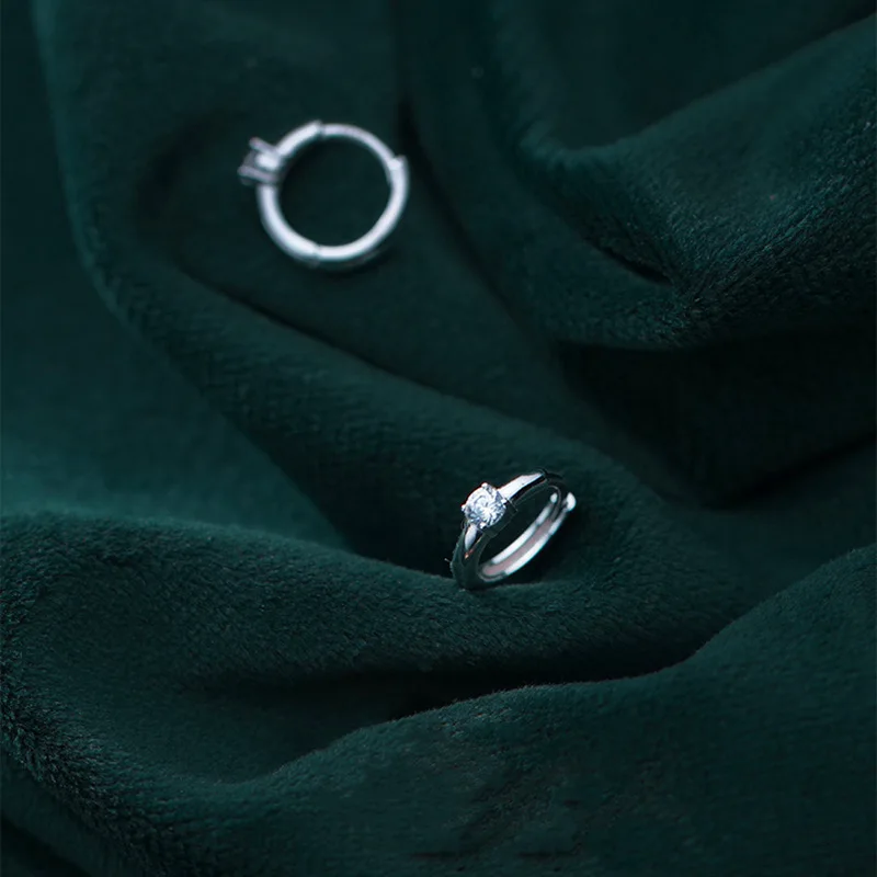 Серьги из стерлингового серебра 925 пробы модное циркониевое мини ушное кольцо