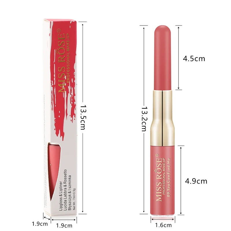 

Matte Lipstick Double Head Lip Gloss Lip Line Pen Women's Cosmetics Professional Make Up Artist High Quality Lasting Big Red New