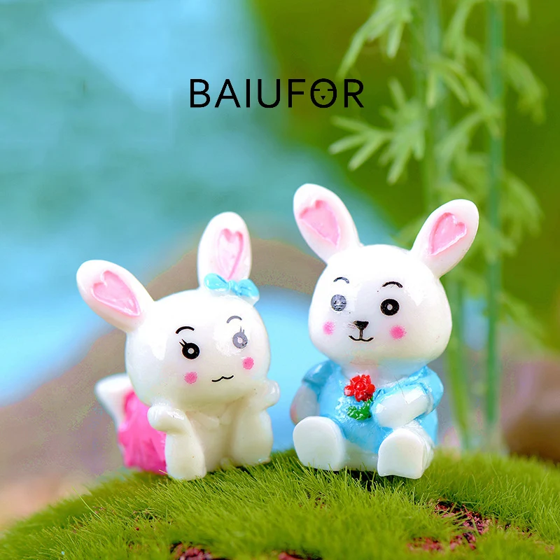 BAIUFOR миниатюрные кролик пара мультяшный дом кролика сказочный садовый декор Мини