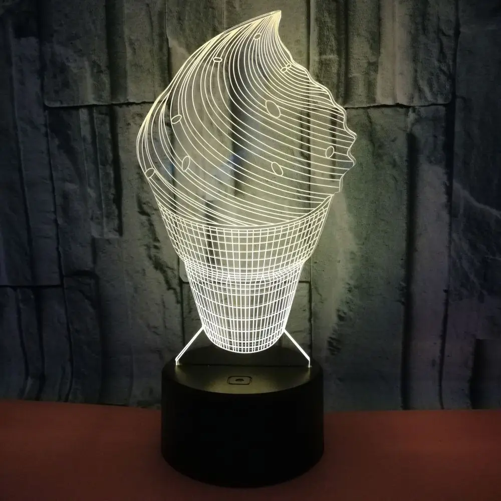 

Ice cream 3D LED Lamp 7 Color Change Night Light Bedroom Decor Beside Table Lamp for Kids Holiday Kids Xmas Birthday Gift Toy