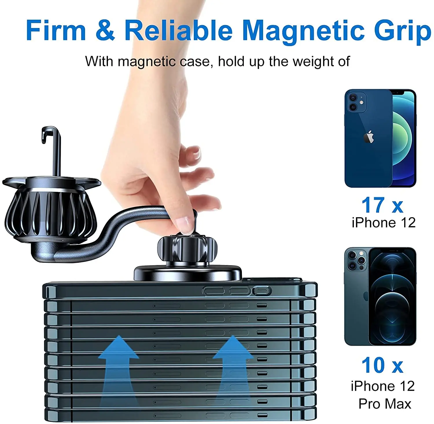 EWA Magnetic Phone Mount Compatible with MagSafe Car Mount for iPhone 14 13 12 Pro Max Mini & All Phones 360° Rotate Arm Holder