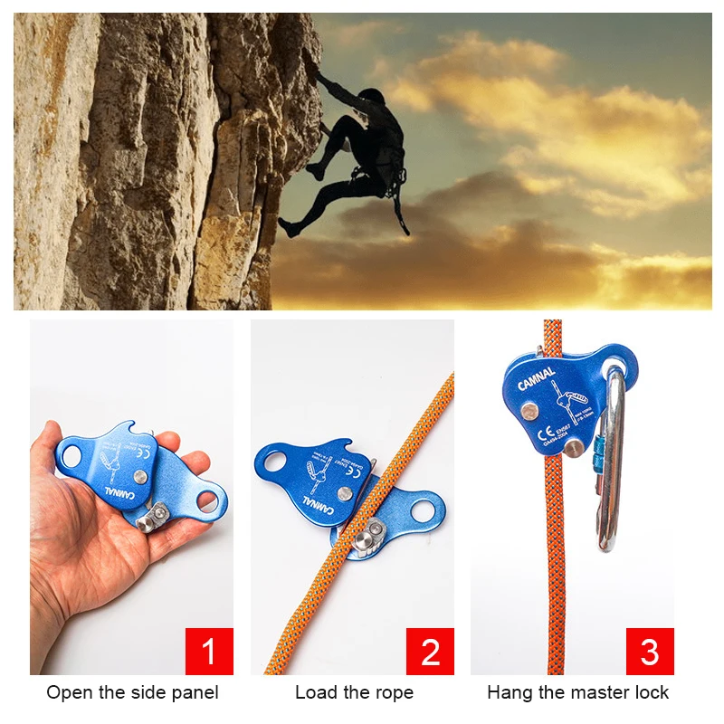 

Outdoor Carabiner Removable Abseiling Rope Grab Safety Gear Mountaineering Rescue Climbing Accessories with Climbing Rope
