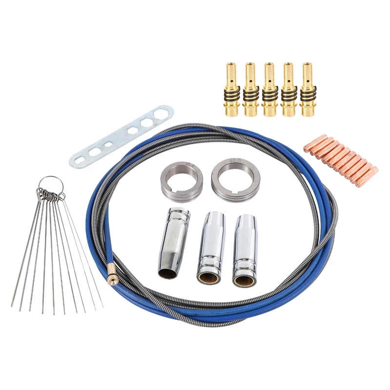 

23Pcs Torch/Gun Consumables Electrode And Shield Cups And Link Rod Tips Wire Feeder Wheel Wire Feed For Binzel 15AK