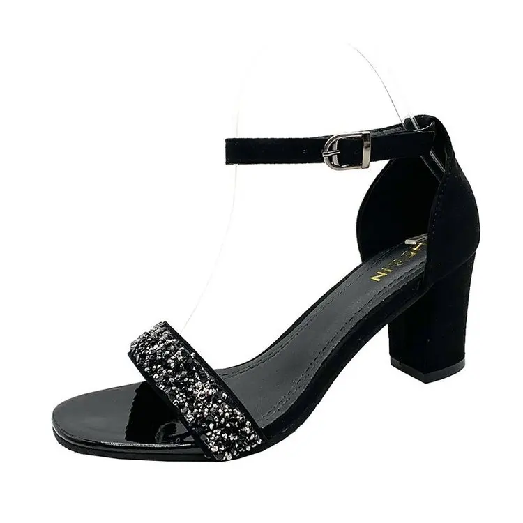 

Clear Heels Beige Heeled Sandals Fashion Womens Shoes 2021 All-Match Open Toe Buckle Strap Black Luxury Block New Peep Summer Co