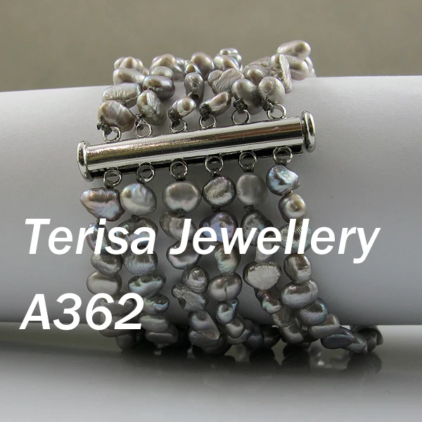 

New Style Baroque Pearl Bracelet 5-6mm Real Genuine Freshwater Pearl 6rows Magnet Clasp Handmade Charming Fashion Woman Jewelry