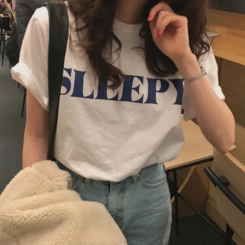 

2021 New fashion Early fall loose trend white cotton harajuku y2k tops