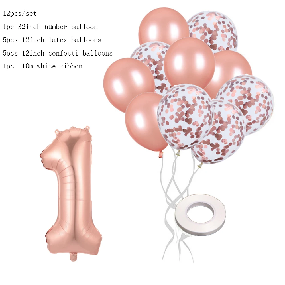 

12 Pcs Number Aluminum Foil Balloons Happy Birthday Balloons Baby Kids Birthday Party Decoration Number Balloons