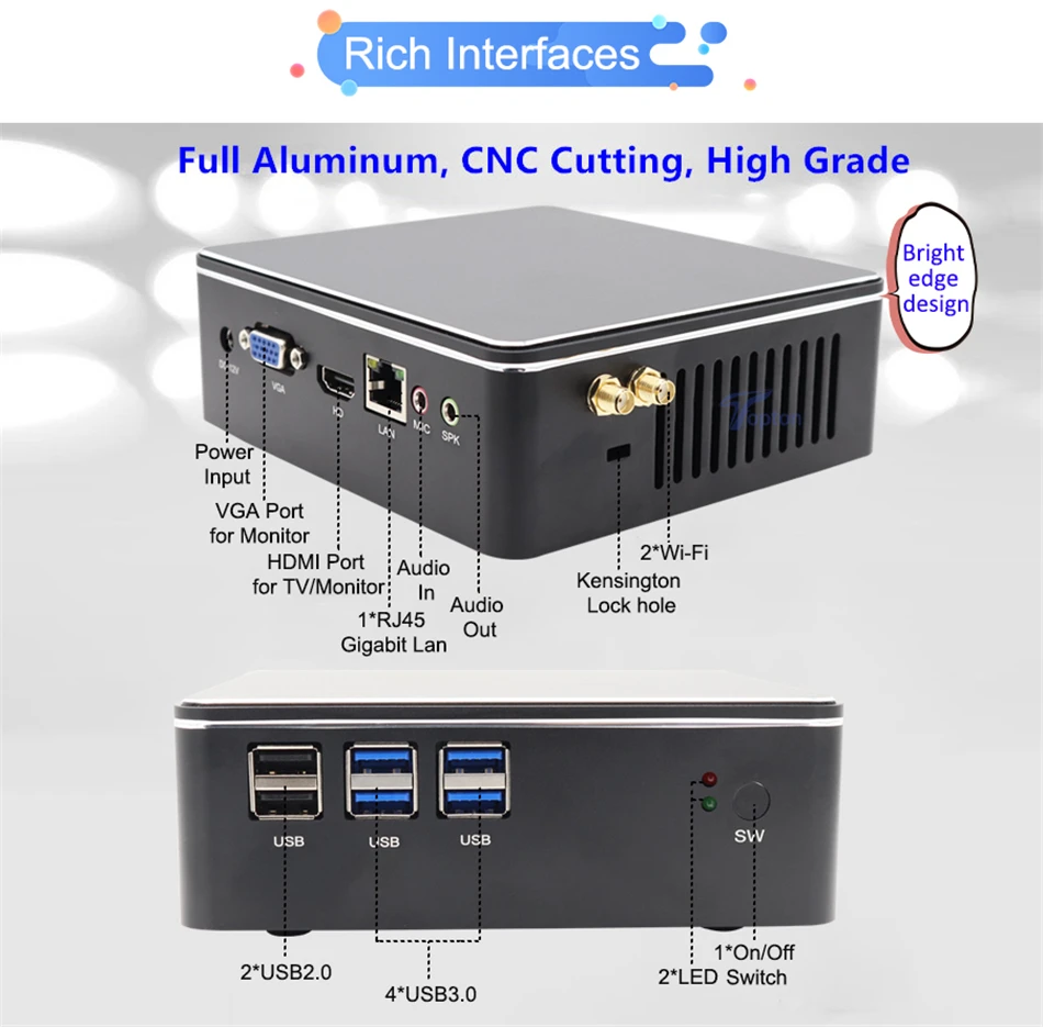 Настольные компьютеры мини ПК Intel Core i7 7567U i5 6287U i3 7167U Iris Plus графика Windows 10 Nuc Linux HDMI VGA 300M WiFi 6* USB