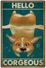 Металлическая Оловянная табличка в стиле ретро, вертикальный постер с собакой Hello Dog, настенное украшение для бара