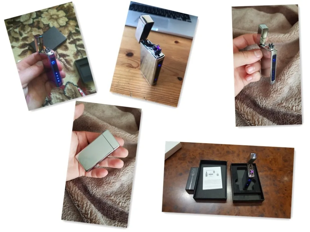 Двухдуговые Плазменные USB ветрозащитные, импульсные металлические зажигалки с функцией отпечатков пальцев, электронный смарт-дисплей, мощные зажигалки, подарки для друзей