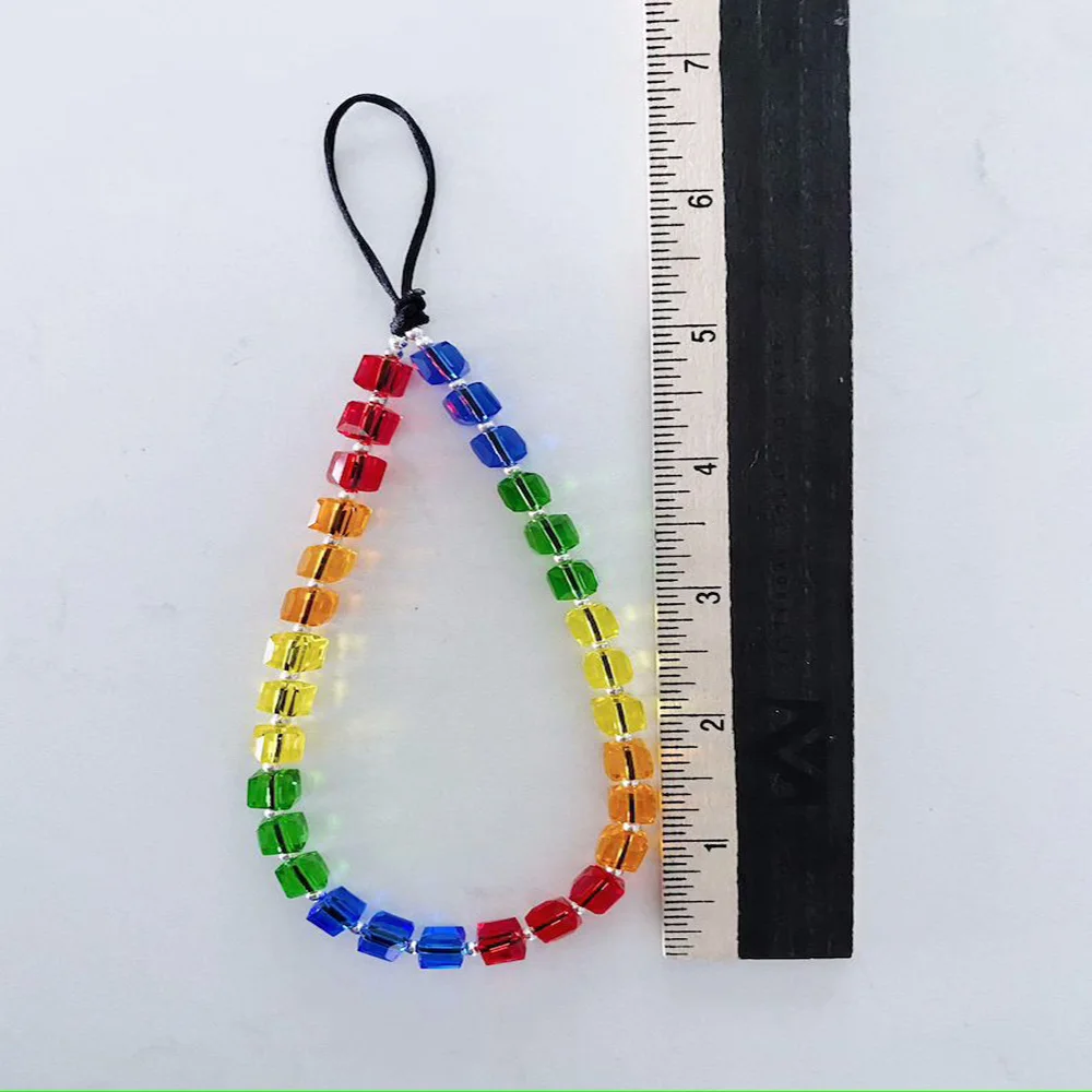 Bohemian ethnic style color geometric crystal square beads mobile phone chain fashion all-match ladies jewelry