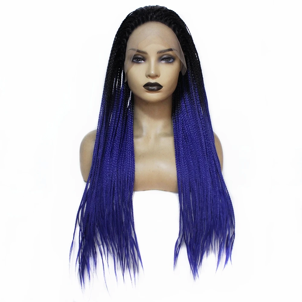 Высокое качество Омбре синий микро Плетеный парик с волосами младенца