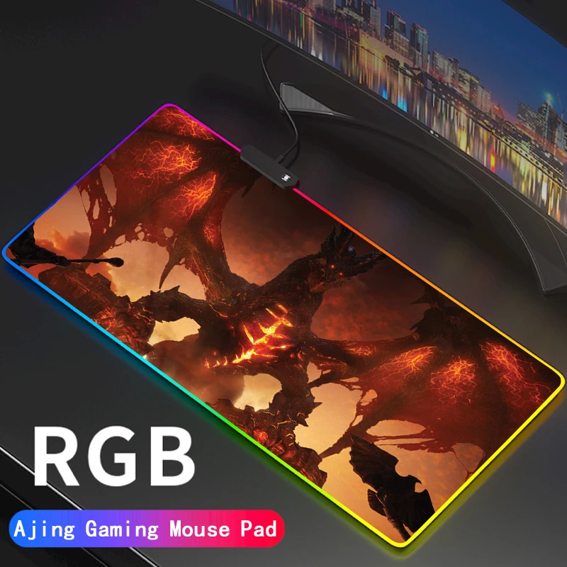 

Большой игровой компьютерный коврик для мыши World of Warcraft RGB с аниме, игровой коврик для мыши WOW, настольный игровой коврик для ПК светодиодный ...