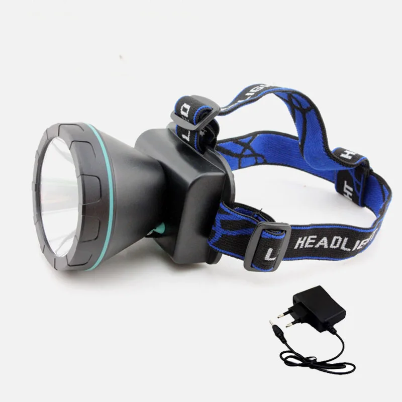 

Powerful Q5 Led Mining Light Headlamp Miner'S Headlamp Head Lamp Torch White Blue Yellow Light + Rechargeable Battery AC Charger