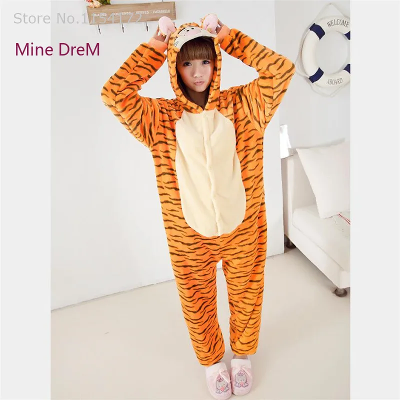 Кигуруми прыгающий тигр комбинезоны пижама с героями мультфильмов животных