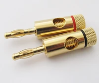 20pcs high quality gold plated speaker wire 4mm banana plug open screw audio connectors