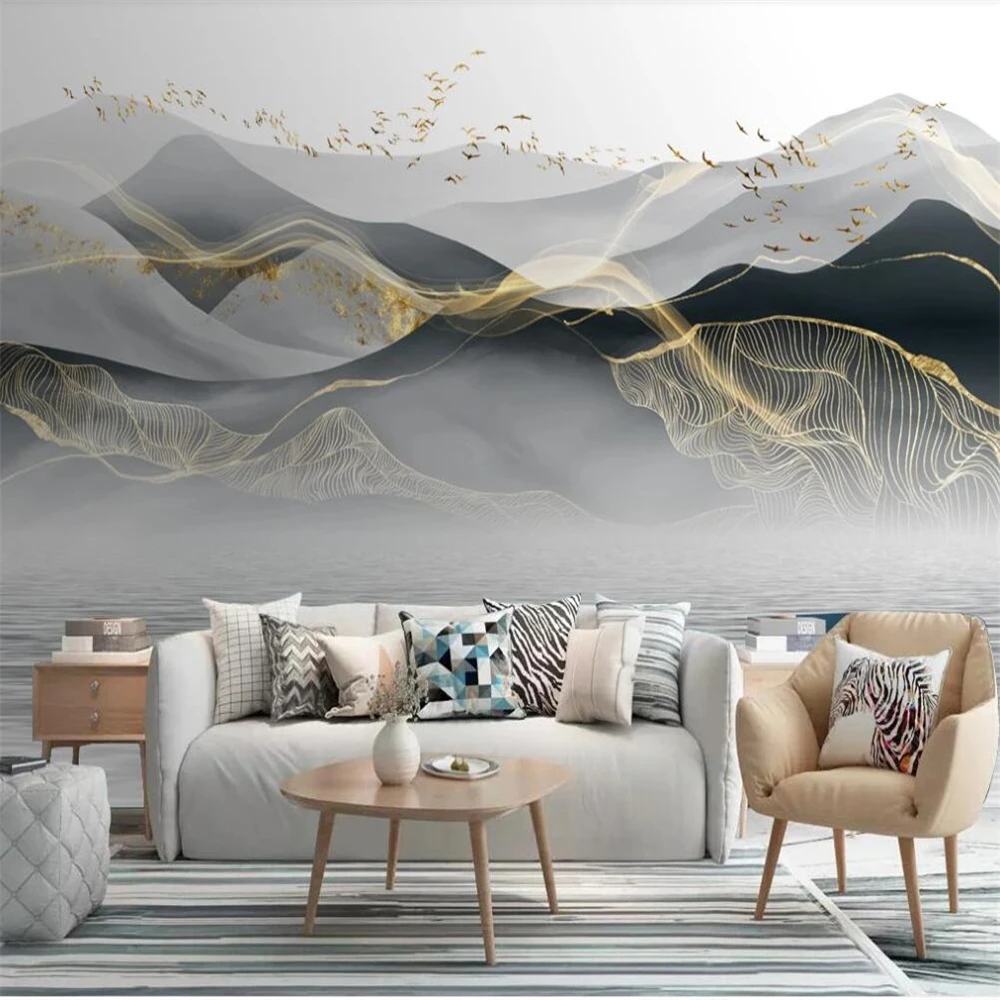 Объемные обои на заказ Настенная роспись с современсветильник светом роскошные