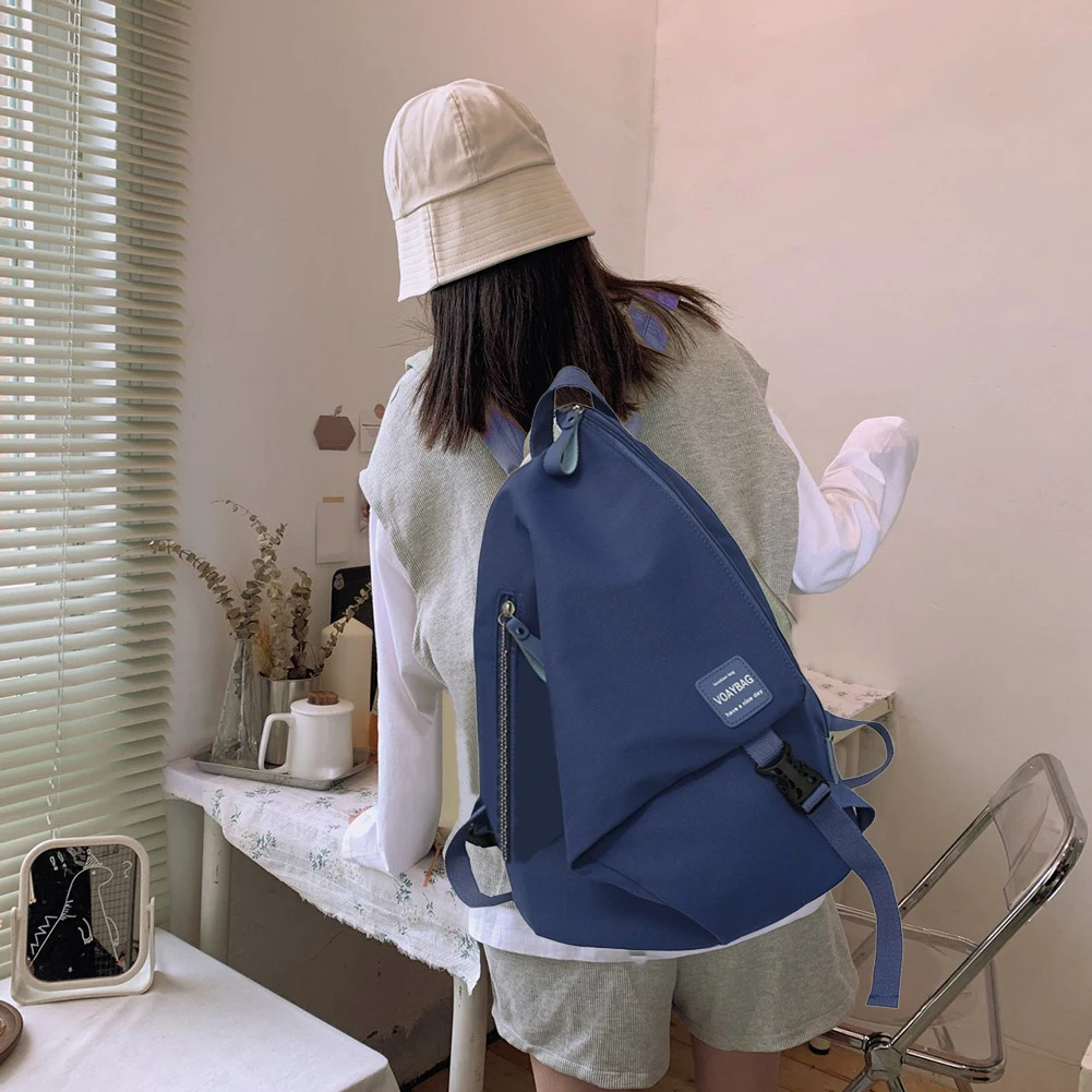 

Preppy Style Women Bag Color Patchwork Crossbody Large Capacity Handbag Knapsack Backpacks High School Students Travel Bag